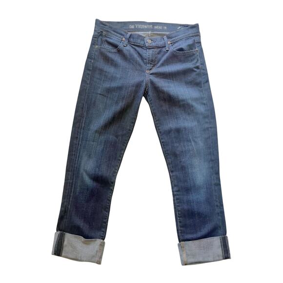 Citizens of Humanity Dani Cropped Straight Leg Women’s 27 Dark Wash Wide Cuff - Picture 1 of 8